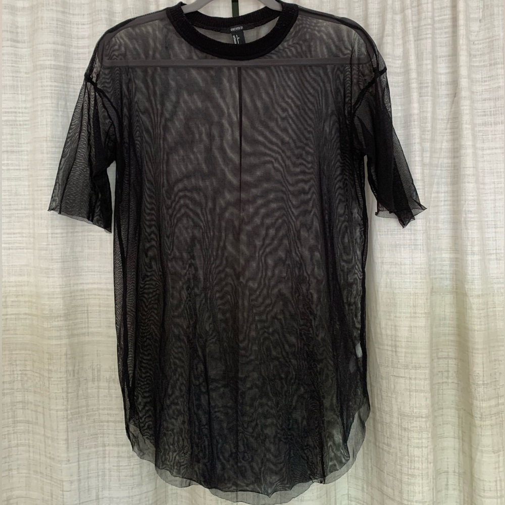 Forever 21 Small Oversized Black Mesh Tee